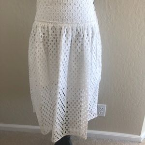 Banana Republic White Eyelet Midi Skirt